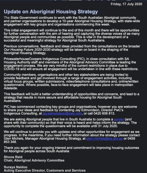 Update on Aboriginal Housing Strategy – Kokatha