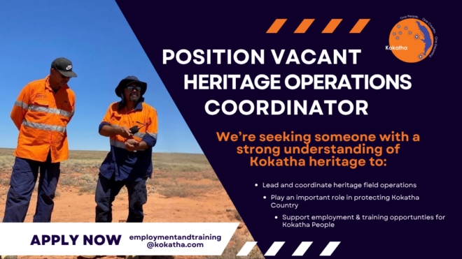 POSITION VACANT - HERITAGE OPERATIONS COORDINATOR