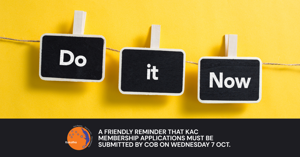 KAC MEMBERSHIPS CUT OFF DATE – 7 OCTOBER
